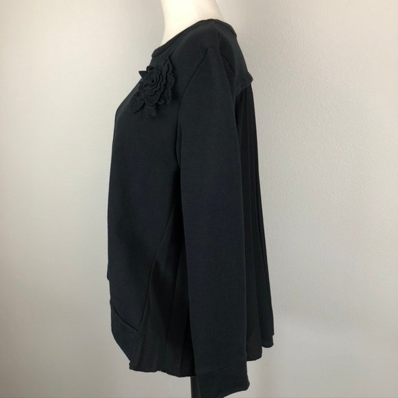 Lumina Italy Black Sweatshirt with Pleated Back - Picture 5 of 8